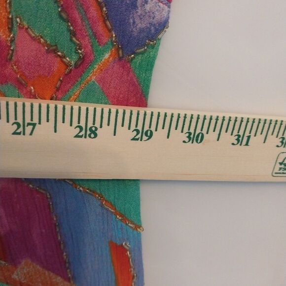 BOP 2 PC Maxi Dress Sz 1X Colorful Art To Wear Boho Beaded Button Up Tunic Top - Picture 3 of 10